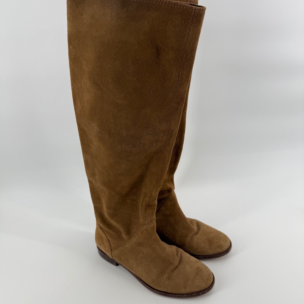 Gianni Bini Love It Knee Length Suede Boots Womens 8 M Brown Flat Pull On Casual